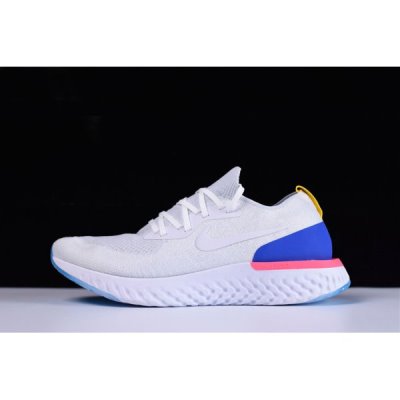 Nike Epic React Flyknit Beyaz / Mavi / Pembe Koşu Ayakkabısı Türkiye - EHWF68R6